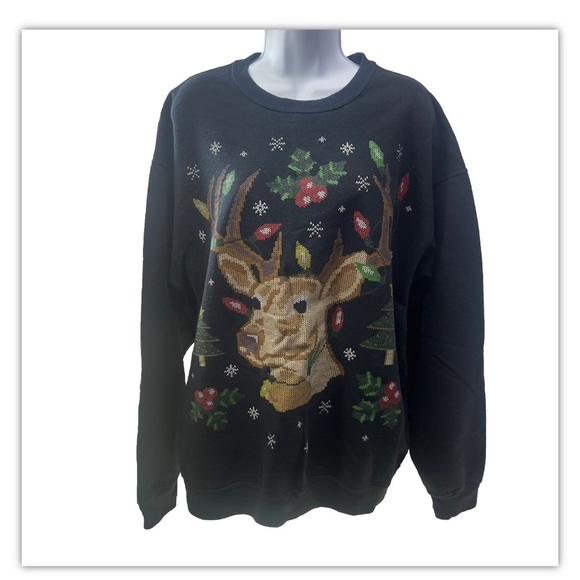 Jerzees NuBlend Holiday Theme Reindeer Sweatshirt  Unisex XL - Picture 1 of 6